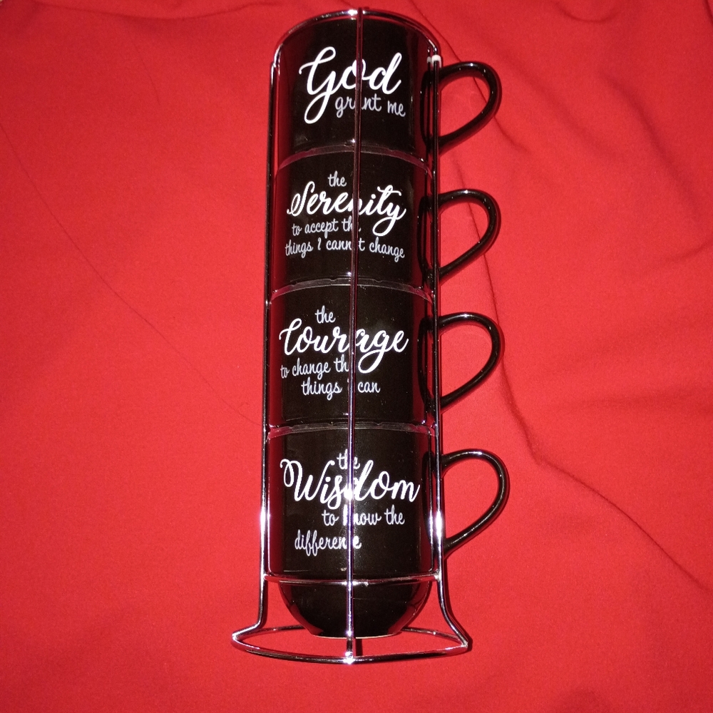 Stackable Black and White Coffee Mugs